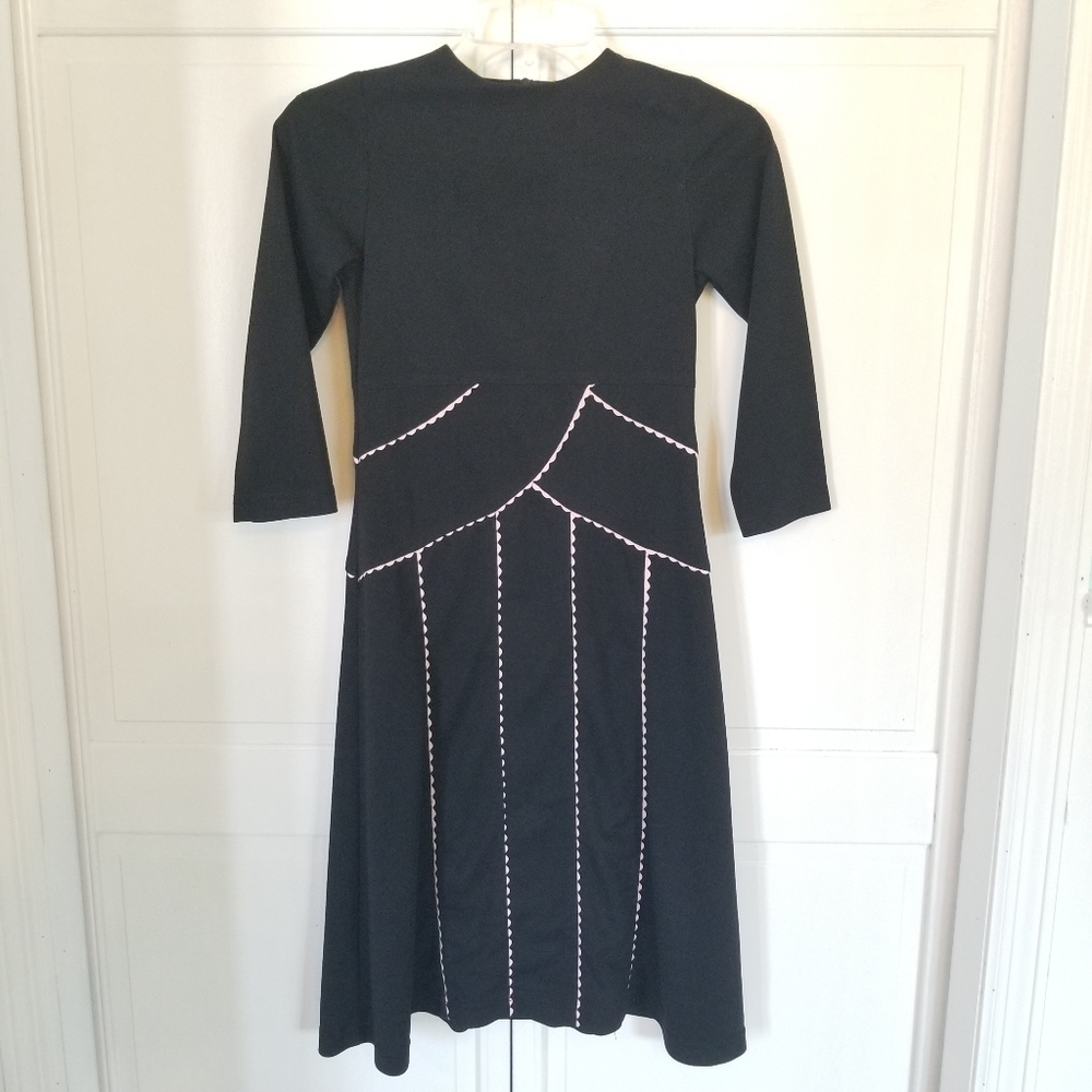Jessica Black Vintage Style Dress Ric Rac Trim